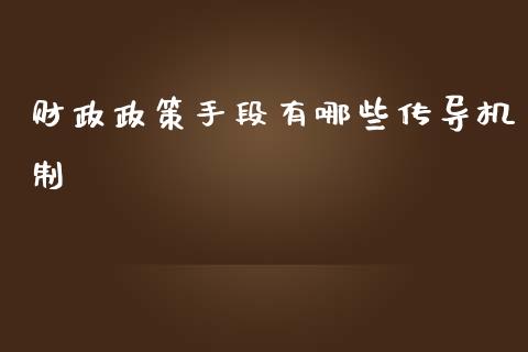 财政政策手段有哪些传导机制_https://wap.ycdhulan.com_投资基金_第1张