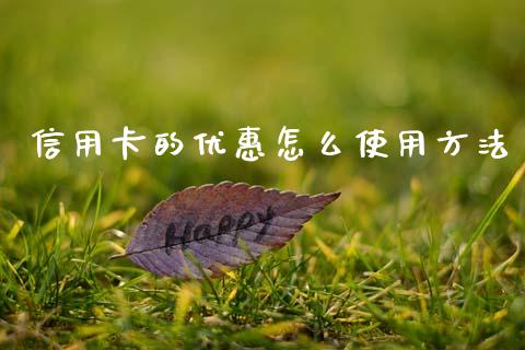 信用卡的优惠怎么使用方法_https://wap.ycdhulan.com_金融咨询_第1张