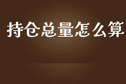 持仓总量怎么算_https://wap.ycdhulan.com_金融咨询_第1张