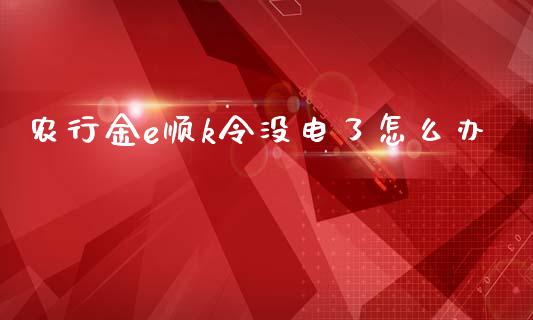 农行金e顺k令没电了怎么办_https://wap.ycdhulan.com_财务投资_第1张