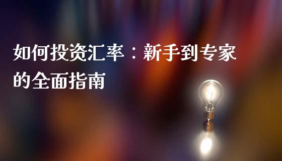 如何投资汇率：新手到专家的全面指南_https://wap.ycdhulan.com_金融咨询_第1张