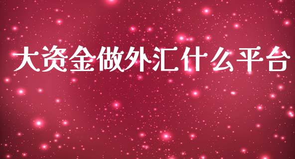 大资金做外汇什么平台_https://wap.ycdhulan.com_国际财经_第1张