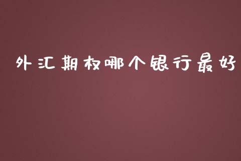 外汇期权哪个银行最好_https://wap.ycdhulan.com_货币市场_第1张