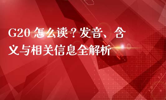 G20 怎么读？发音、含义与相关信息全解析_https://wap.ycdhulan.com_国际财经_第1张