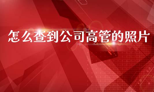 怎么查到公司高管的照片_https://wap.ycdhulan.com_货币市场_第1张