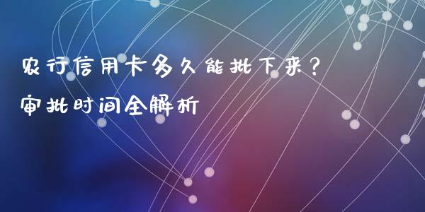 农行信用卡多久能批下来？审批时间全解析_https://wap.ycdhulan.com_金融咨询_第1张