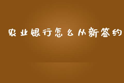 农业银行怎么从新签约_https://wap.ycdhulan.com_投资基金_第1张