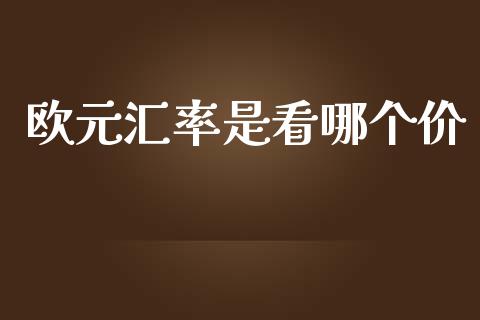 欧元汇率是看哪个价_https://wap.ycdhulan.com_货币市场_第1张