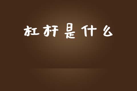 杠杆是什么_https://wap.ycdhulan.com_货币市场_第1张
