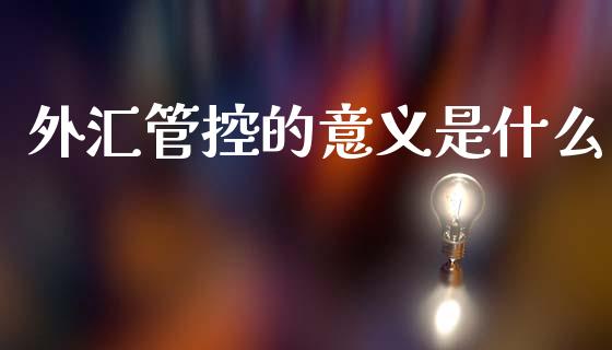 外汇管控的意义是什么_https://wap.ycdhulan.com_金融咨询_第1张