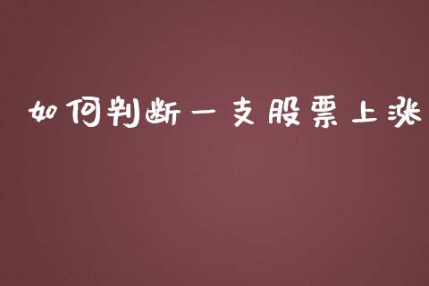 如何判断一支股票上涨_https://wap.ycdhulan.com_国际财经_第1张