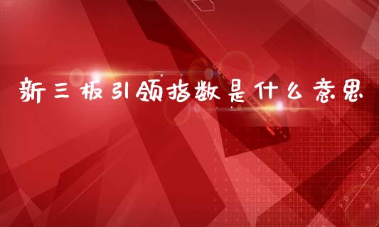 新三板引领指数是什么意思_https://wap.ycdhulan.com_财务投资_第1张