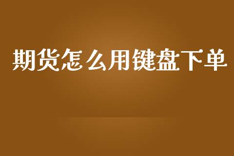 期货怎么用键盘下单_https://wap.ycdhulan.com_国际财经_第1张