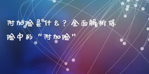 附加险是什么？全面解析保险中的“附加险”_https://wap.ycdhulan.com_财务投资_第1张