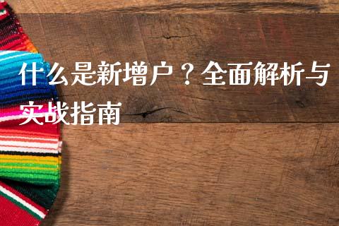 什么是新增户?全面解析与实战指南_国际财经_第1张_国际财经_财经新闻_财务投资_金融咨询_货币市场_投资基金 什么是新增户?全面解析与实战指南_https://wap.ycdhulan.com_国际财经_第1张