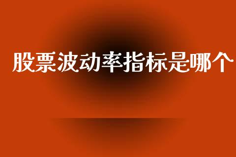 股票波动率指标是哪个_https://wap.ycdhulan.com_货币市场_第1张