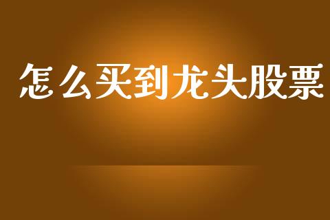 怎么买到龙头股票_https://wap.ycdhulan.com_财务投资_第1张