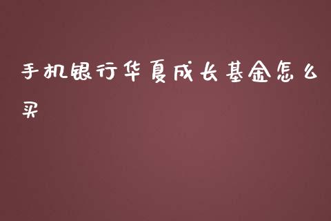 手机银行华夏成长基金怎么买_https://wap.ycdhulan.com_国际财经_第1张