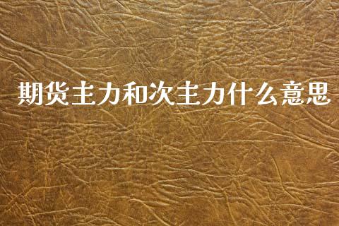 期货主力和次主力什么意思_https://wap.ycdhulan.com_投资基金_第1张