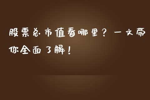 股票总市值看哪里？一文带你全面了解！_https://wap.ycdhulan.com_财经新闻_第1张