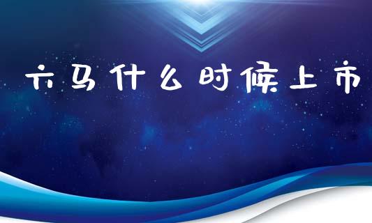 六马什么时候上市_https://wap.ycdhulan.com_财务投资_第1张