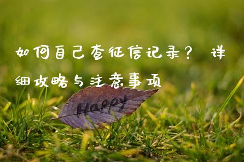 如何自己查征信记录？ 详细攻略与注意事项_https://wap.ycdhulan.com_国际财经_第1张