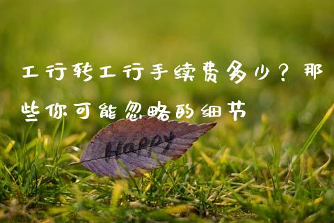 工行转工行手续费多少？那些你可能忽略的细节_https://wap.ycdhulan.com_货币市场_第1张