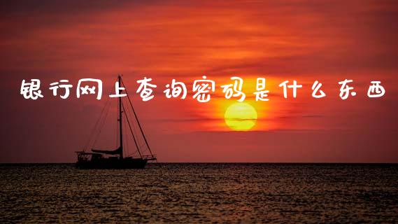 银行网上查询密码是什么东西_https://wap.ycdhulan.com_货币市场_第1张