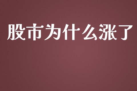 股市为什么涨了_https://wap.ycdhulan.com_财经新闻_第1张