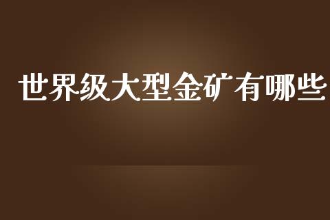 世界级大型金矿有哪些_https://wap.ycdhulan.com_投资基金_第1张