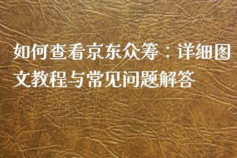 如何查看京东众筹：详细图文教程与常见问题解答_https://wap.ycdhulan.com_货币市场_第1张