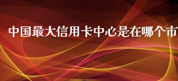 中国最大信用卡中心是在哪个市_https://wap.ycdhulan.com_财务投资_第1张