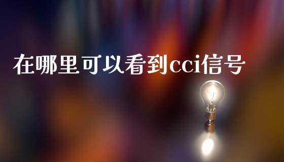 在哪里可以看到cci信号_https://wap.ycdhulan.com_财务投资_第1张
