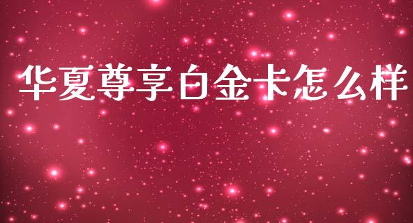 华夏尊享白金卡怎么样_https://wap.ycdhulan.com_货币市场_第1张