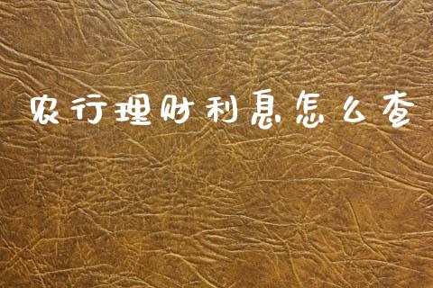 农行理财利息怎么查_https://wap.ycdhulan.com_财务投资_第1张