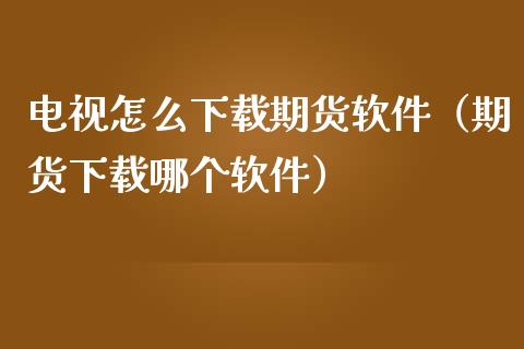 电视怎么下载期货软件（期货下载哪个软件）_https://wap.ycdhulan.com_国际财经_第1张