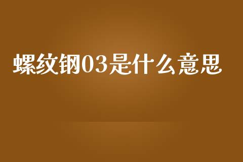 螺纹钢03是什么意思_https://wap.ycdhulan.com_财务投资_第1张