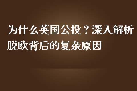 为什么英国公投？深入解析脱欧背后的复杂原因_https://wap.ycdhulan.com_投资基金_第1张