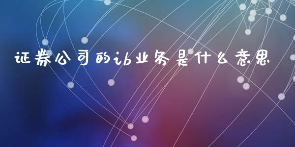证券公司的ib业务是什么意思_https://wap.ycdhulan.com_投资基金_第1张