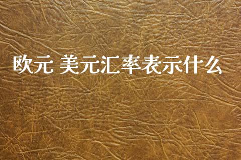 欧元 美元汇率表示什么_https://wap.ycdhulan.com_国际财经_第1张