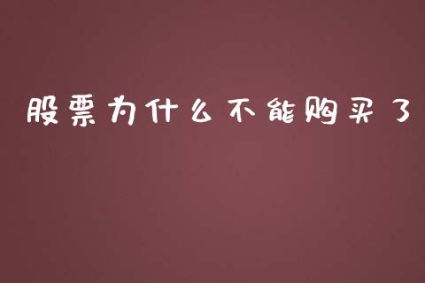 股票为什么不能购买了_https://wap.ycdhulan.com_财务投资_第1张