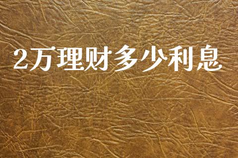 2万理财多少利息_https://wap.ycdhulan.com_财务投资_第1张
