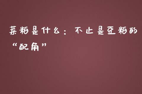 菜粕是什么：不止是豆粕的“配角”_https://wap.ycdhulan.com_财务投资_第1张