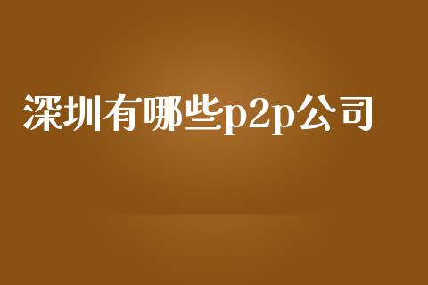 深圳有哪些p2p公司_https://wap.ycdhulan.com_投资基金_第1张