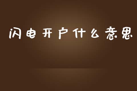 闪电开户什么意思_https://wap.ycdhulan.com_货币市场_第1张