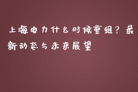 上海电力什么时候重组？最新动态与未来展望_https://wap.ycdhulan.com_财经新闻_第1张