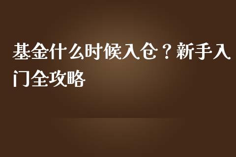 基金什么时候入仓？新手入门全攻略_https://wap.ycdhulan.com_国际财经_第1张