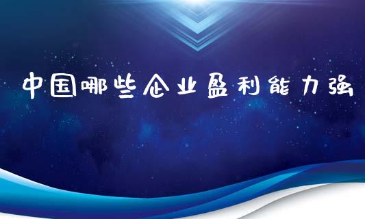 中国哪些企业盈利能力强_https://wap.ycdhulan.com_投资基金_第1张