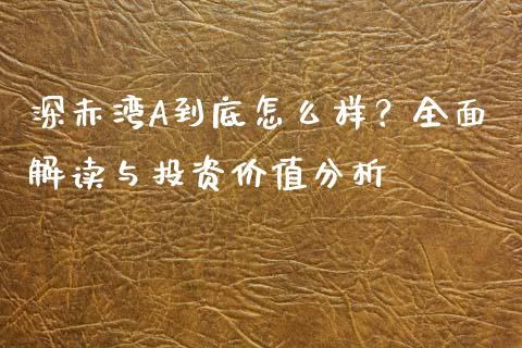 深赤湾A到底怎么样？全面解读与投资价值分析_https://wap.ycdhulan.com_投资基金_第1张