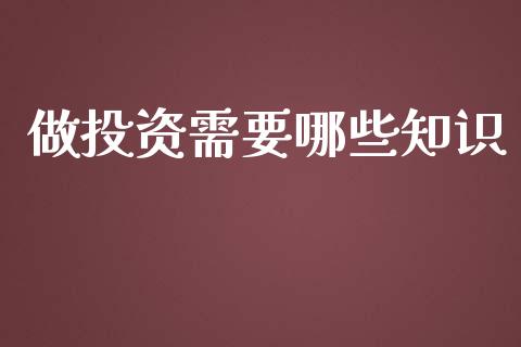 做投资需要哪些知识_https://wap.ycdhulan.com_财务投资_第1张